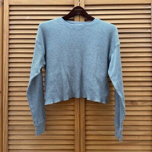 TNA Gray Waffle Knit Long Sleeve Top Small